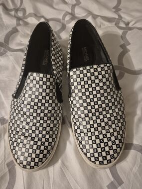 Michael Kors Black & White Logo Checker Slip-Ons
